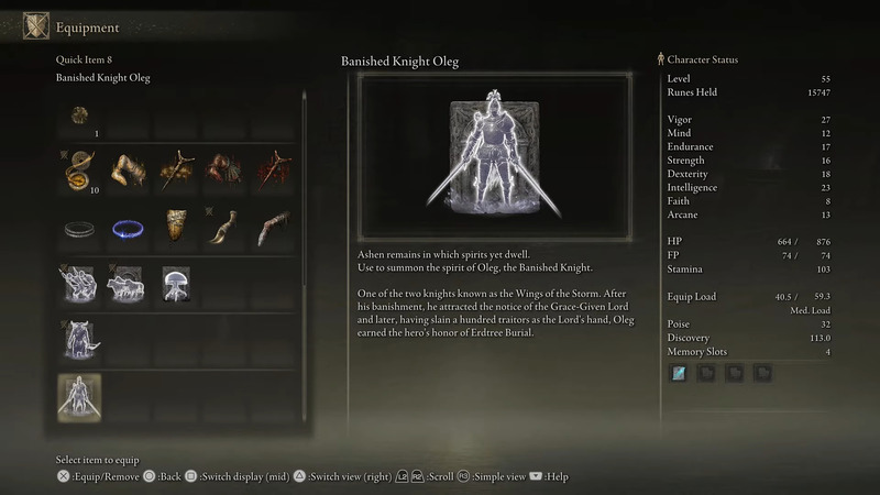 How to get and use the Banished Knight Oleg Ashes in Elden Ring