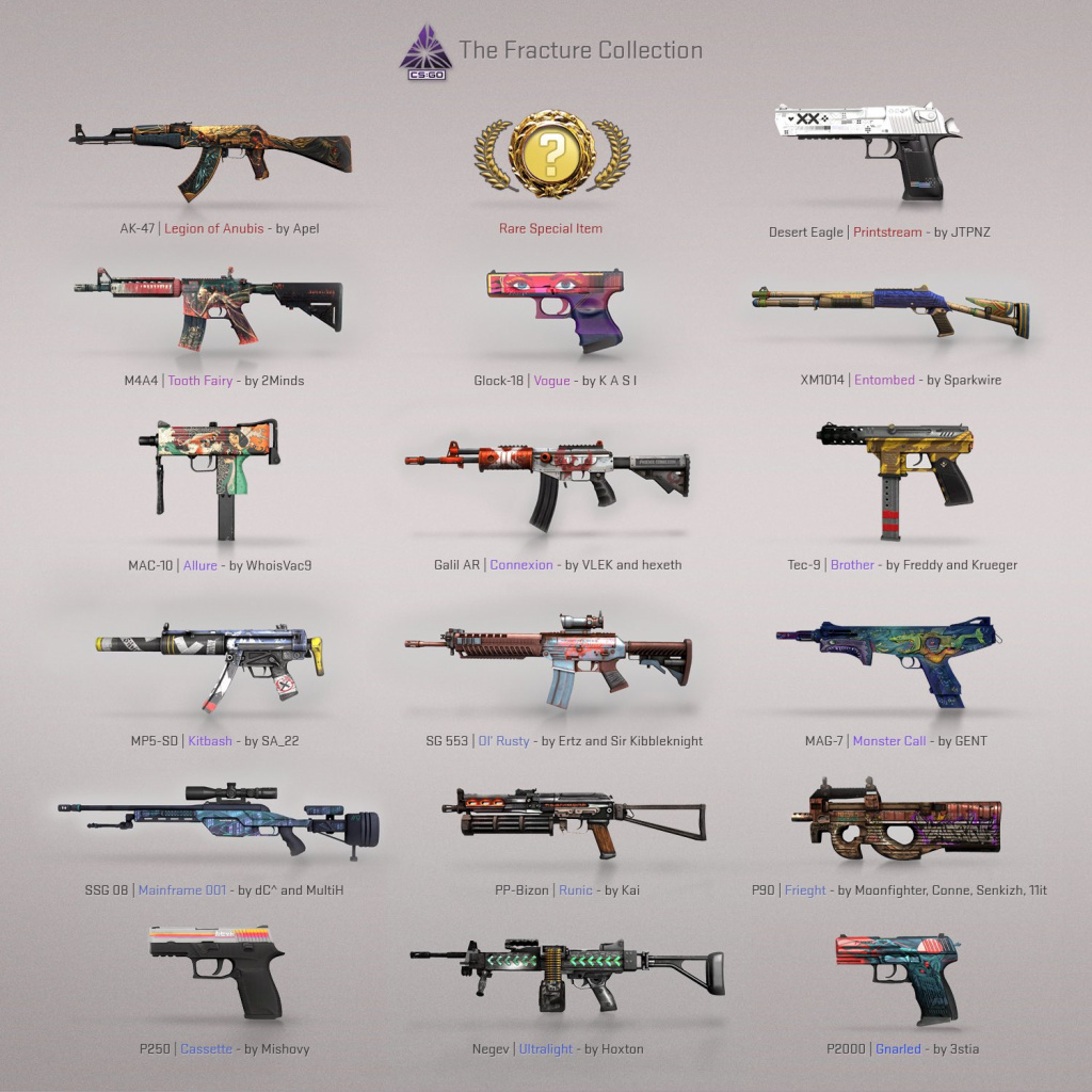 New Fracture Case adds 17 weapon skins in latest CS:GO update