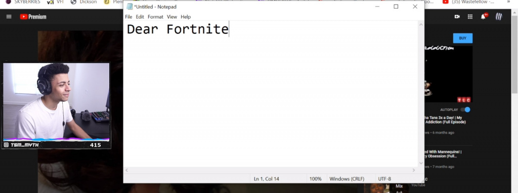Myth pens emotional goodbye letter to Fortnite, claims he has found a new love