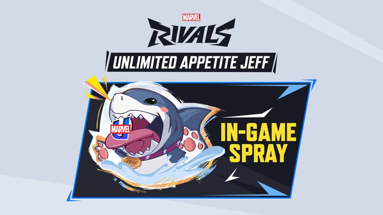 Marvel Rivals Crossover Promo With Marvel Unlimited Rewards Free Jeff The Baby Land Shark Spray
