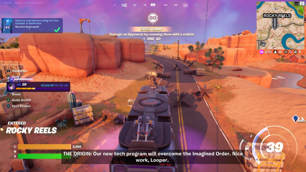 How to destroy Road Barriers with Cow Catcher or Battle Bus in Fortnite