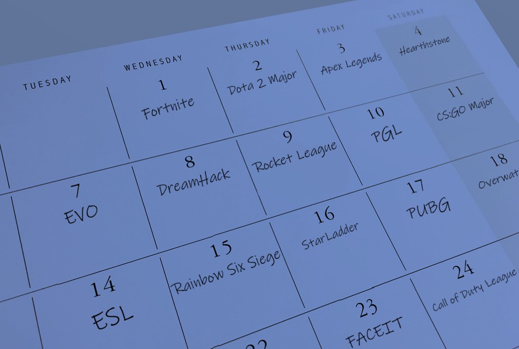 Esports events calendar 2020