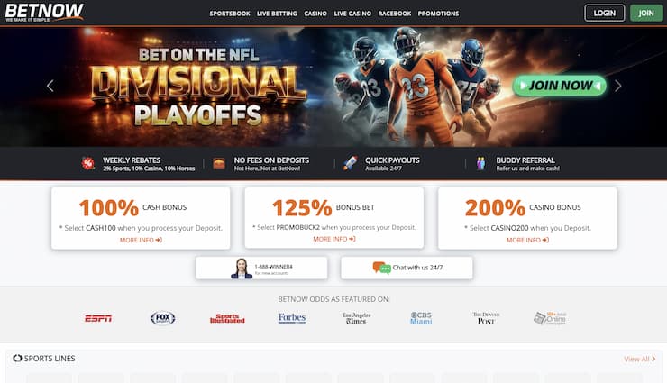 An image showing BetNow with a focus on its generous sports bonuses.