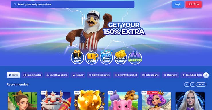 An image of Spinblitz, a top site among the best sweepstakes casinos