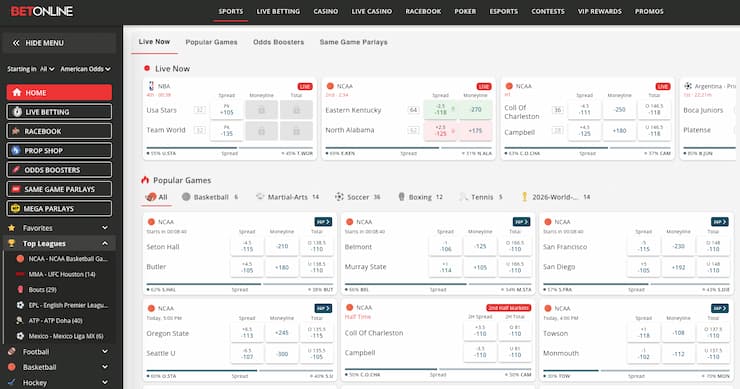 A screenshot of BetOnline, a top option among Arizona sports betting sites