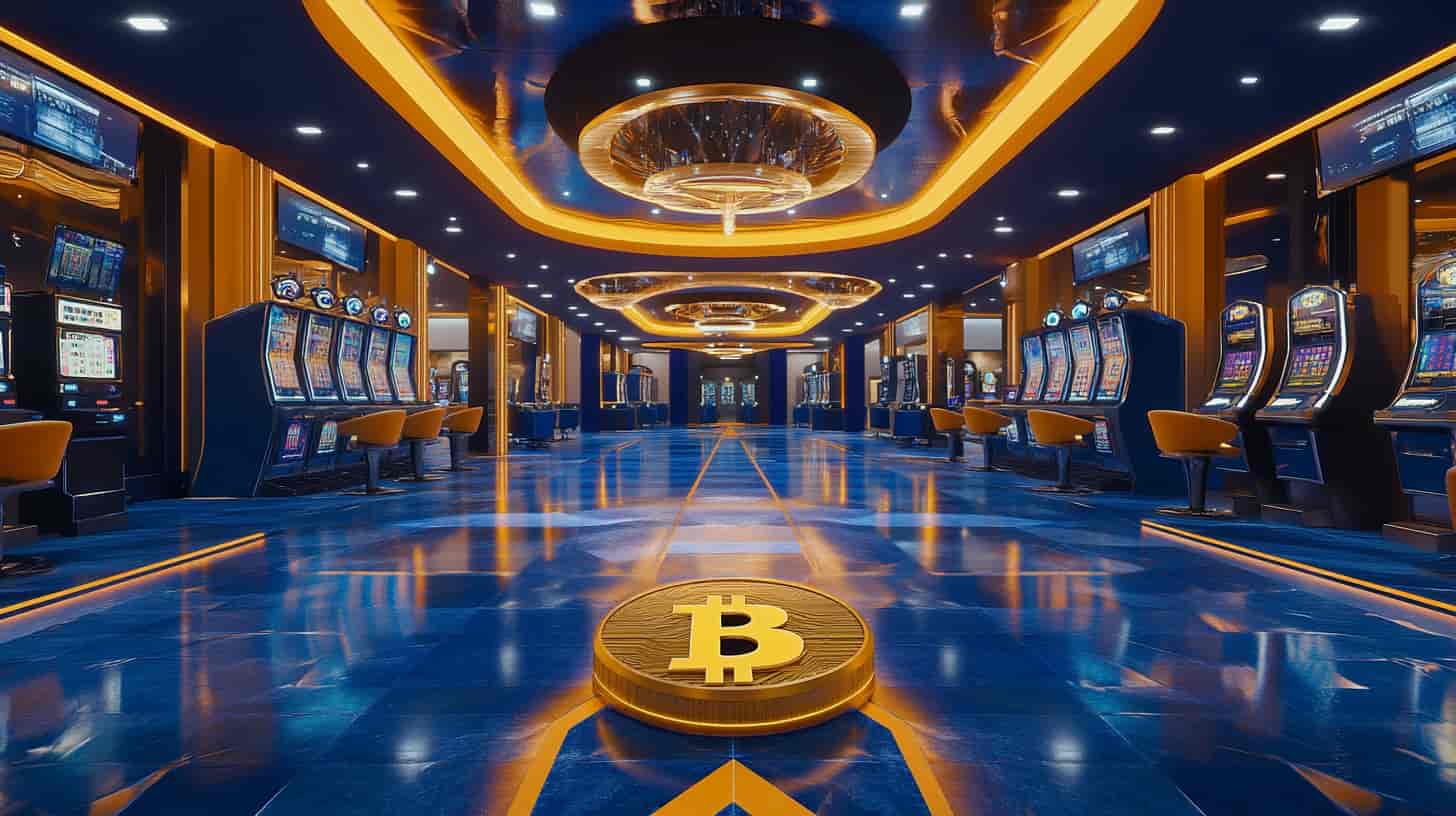 image illustrating crypto casinos in the form of a lobby with slot machines