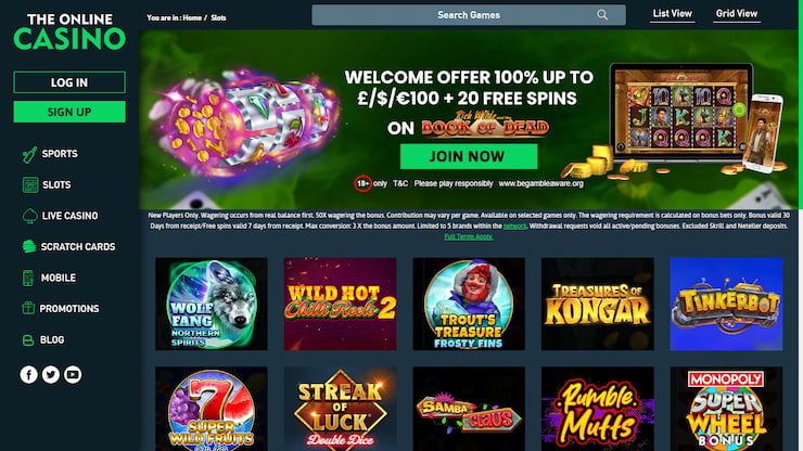 TheOnlineCasino desktop casino platform overview for US players