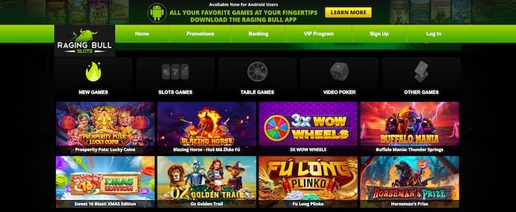Raging Bull slots platform for Maryland online casinos players