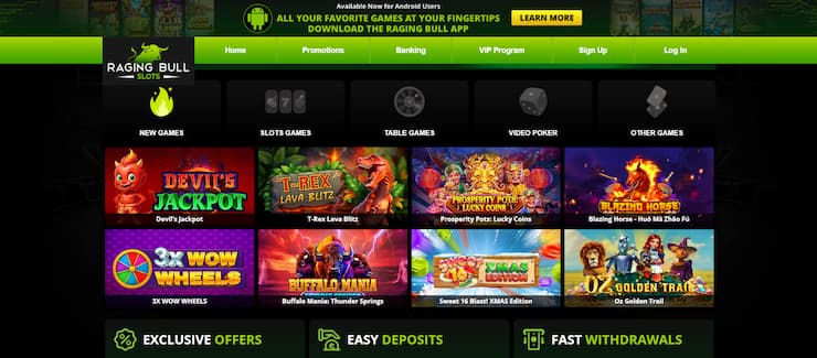 Raging Bull online casino allows Inclave logins.