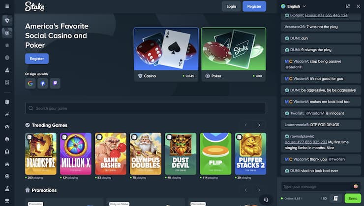 An image showing Stake.us, another reputable real money poker app.