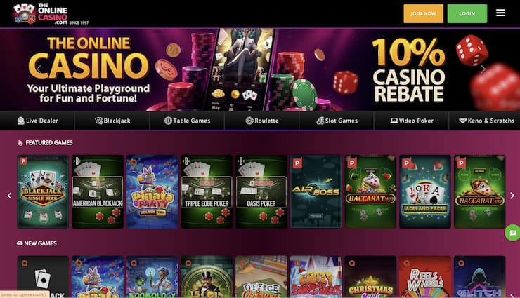 A look at The Online Casino, another reputable site accepting credit cards.