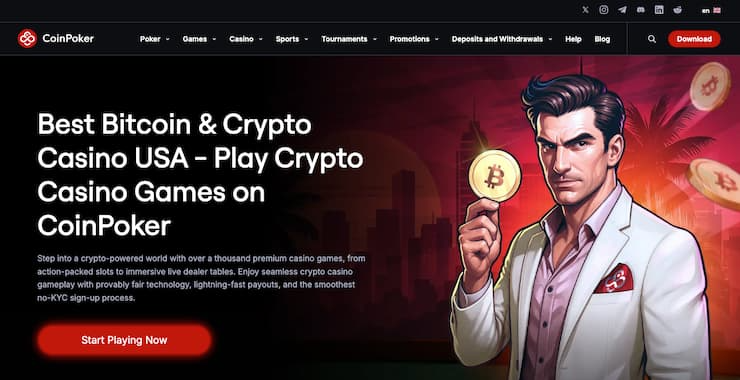 CoinPoker crypto poker platform homepage – one of the best offshore poker sites for real money play