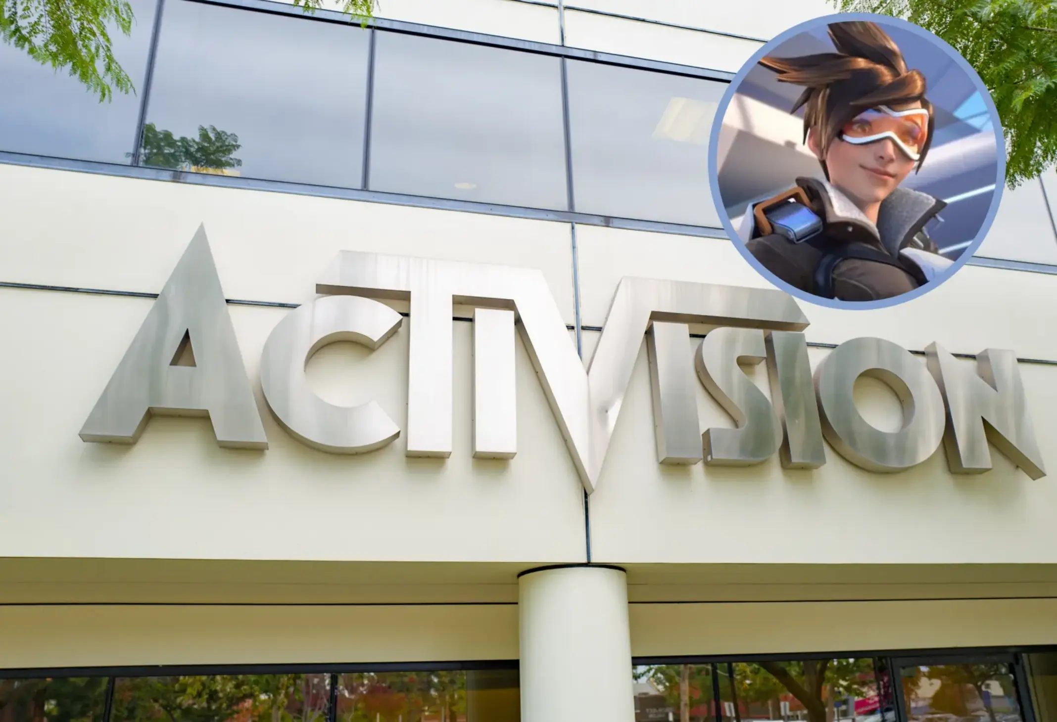 The Activision logo displayed prominently on a building exterior.