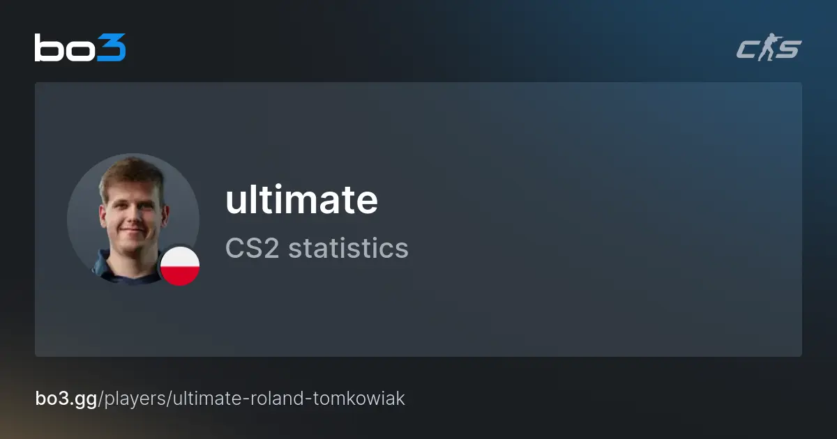 Profile image of player ultimate with CS2 statistics and Polish flag.