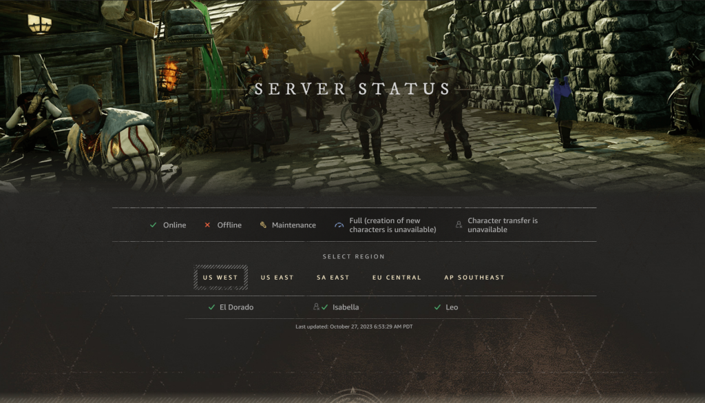 Check New World Server Status