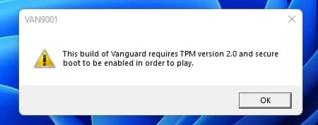 Valorant Windows 11 TPM 2.0 Secure boot error