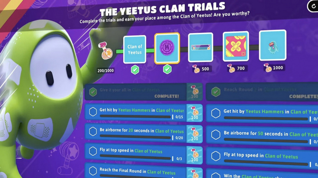 Fall Guys Clan of Yeetus Challenges and Rewards