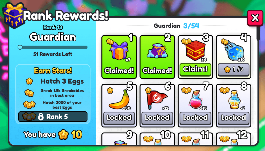 rank rewards pet sim 99