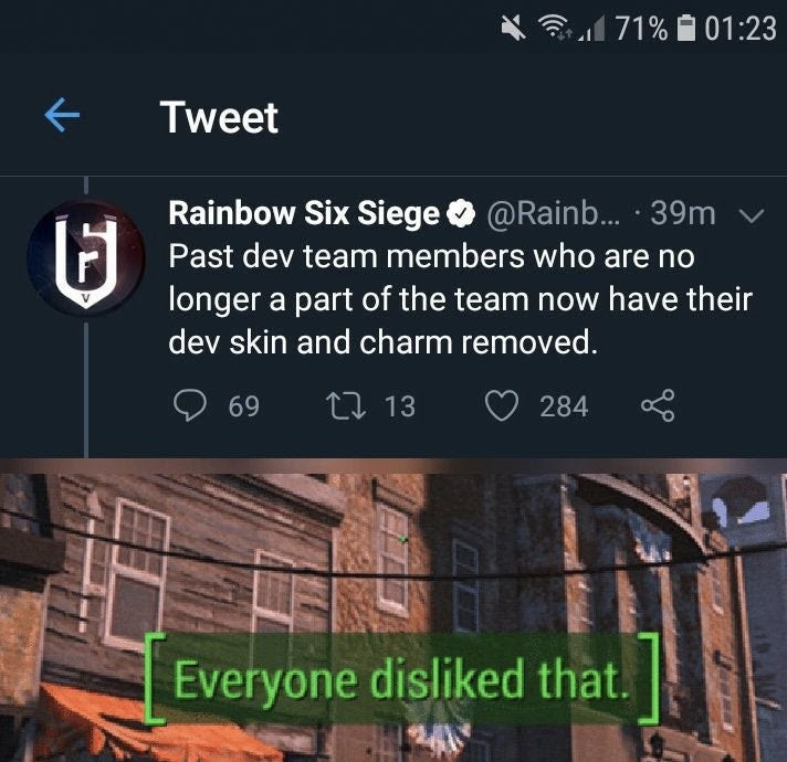 Rainbow Six Siege developers get cosmetics taken off them by developers
