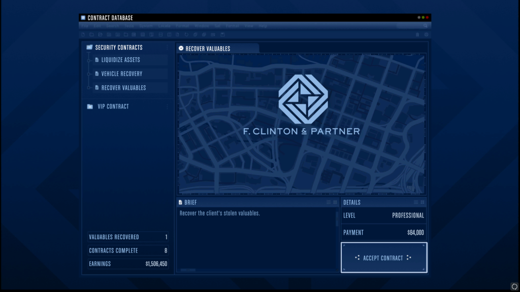 Security Contracts available through Agency in GTA Online.