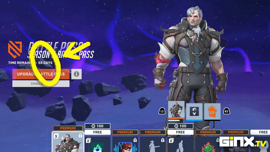 Overwatch 2 Battle Pass For Season 9 with arrow showing date it ends