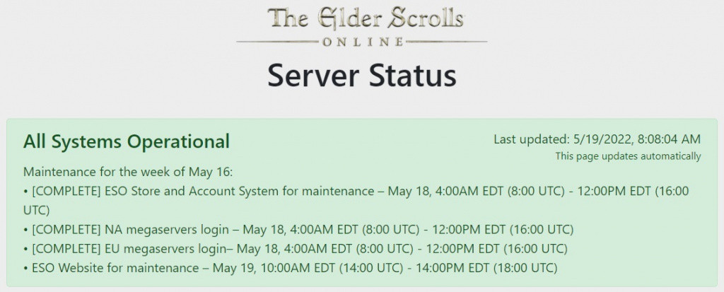 Elder Scrolls Online ESO servers down how to check server status megaservers PC PlayStation Xbox connection issues unable to connect