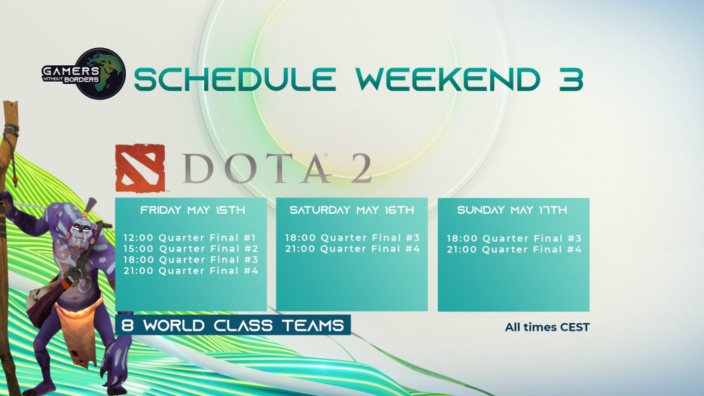 Dota 2 gamers without borders schedule teams prize pool