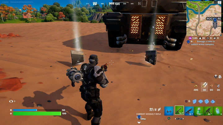 How to damage a tank to collect armor samples in Fortnite Chapter 3 Season 2