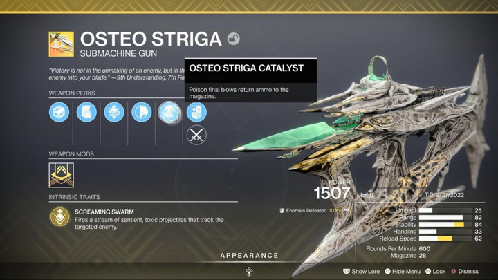 How to get Osteo Striga Catalyst in Destiny 2 The Witch Queen