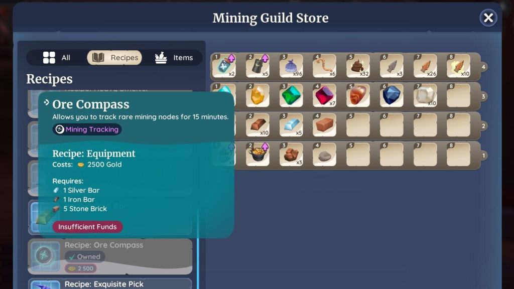 palia mining guide mining skill best tools crafters ore compass how where to get mining guild store