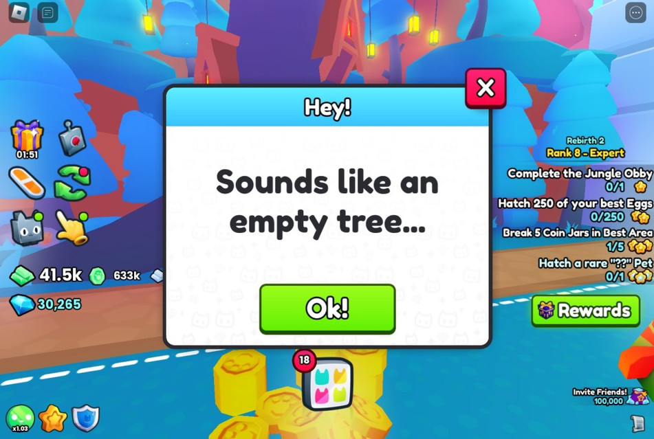 empty tree message pet sim 99