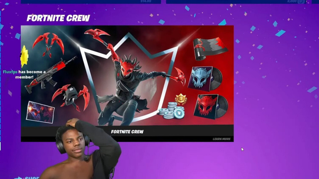 ishowspeed fortnite skin leak false hox dejected disapoointed