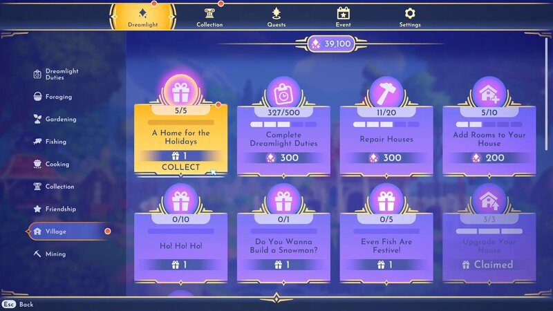 Disney Dreamlight Valley How to Complete a Home for the Holidays Task Rewards