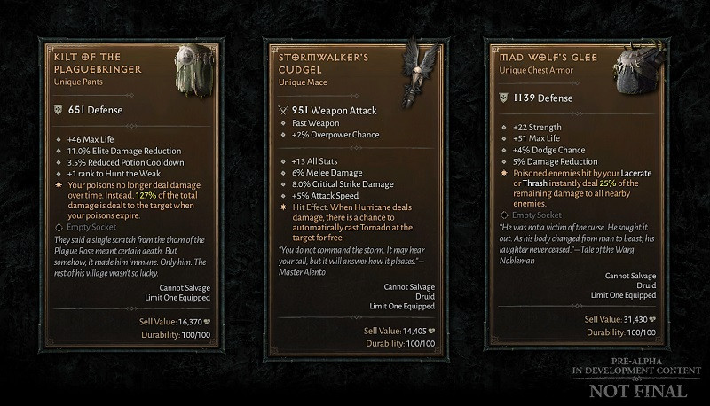 Diablo 4 all unique items uniques stats effects classes