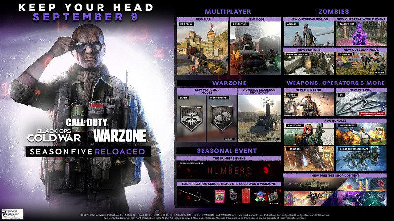 Warzone Season 5 reloaded release date time the numbers event new game modes judge dredd hudson operator bundles new melee weapon roadmap content