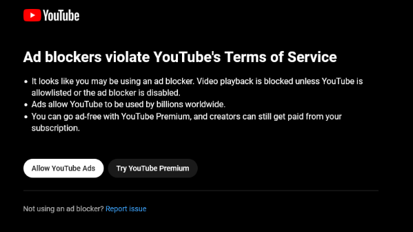 bypass ad blockers violate youtube tos