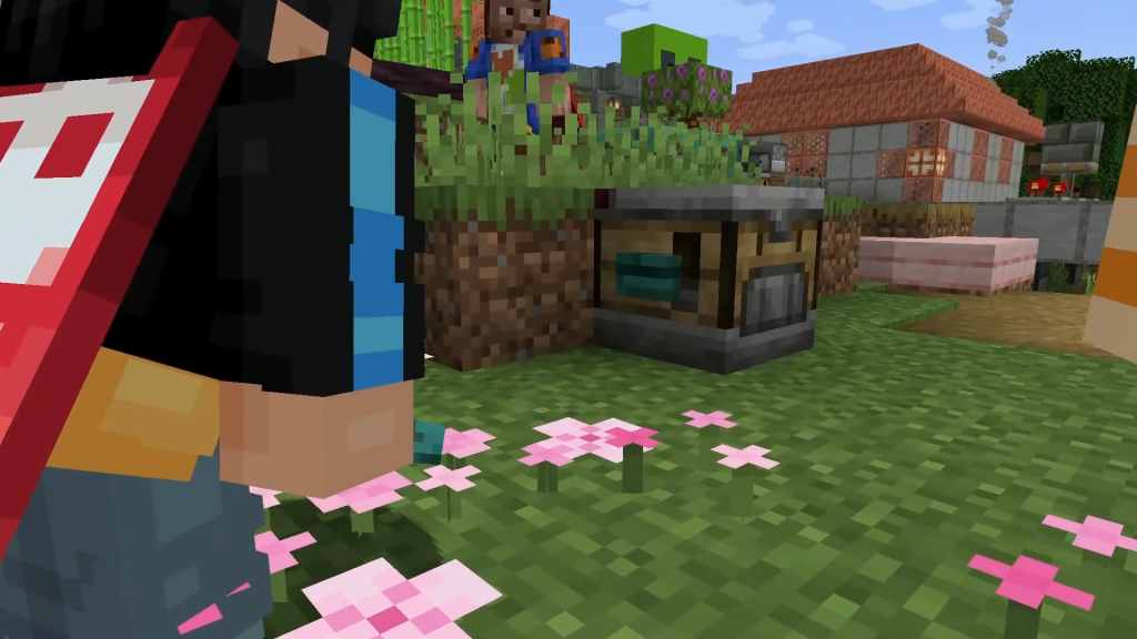Pull the lever or press the button to activate Crafter in Minecraft.