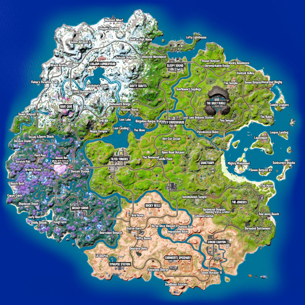 fortnite chapter 3 season 3 new island map changes points of interest pois biome reality tree