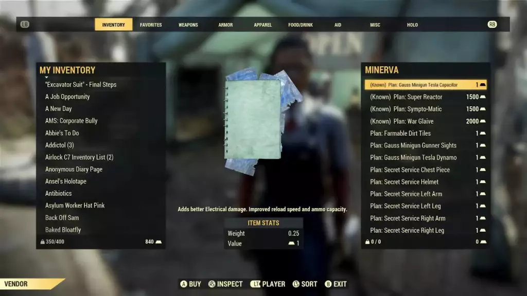 Fallout 76 Minerva location spawn inventory