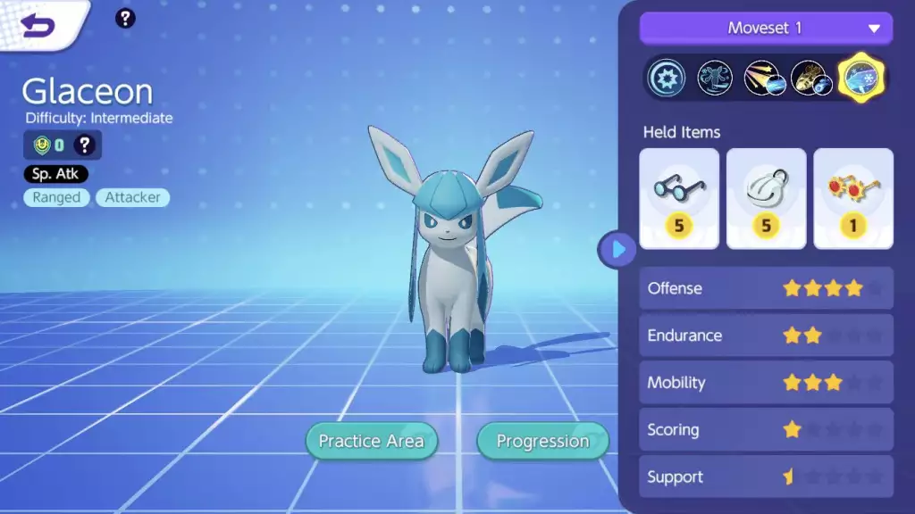pokemon unite glaceon builds special attack held items battle items