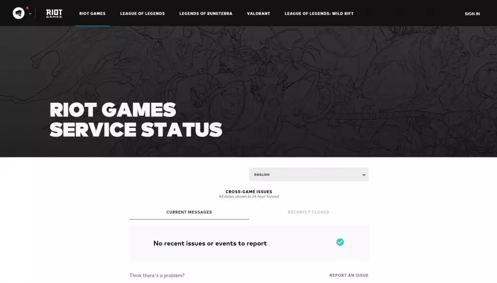 Riot Games Service Status Website