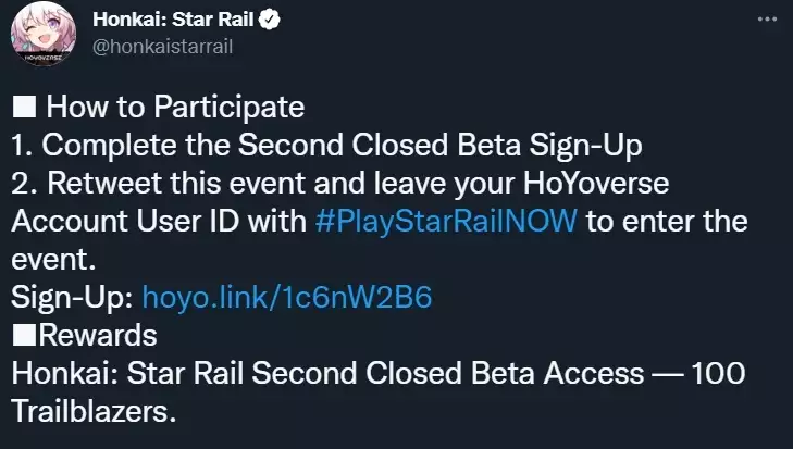 Honkai Star Rail second closed beta 2nd access how to join device requirements PC iOS android survey gameplay trailer