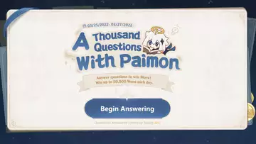 Genshin Impact 2.5 A Thousand Questions with Paimon Quiz Answers 101-200 – Get free 150,000 Mora