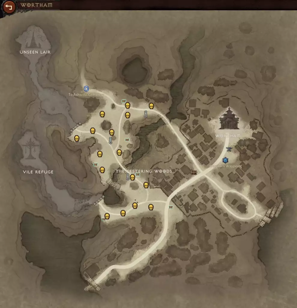 Diablo Immortal Wortham map region