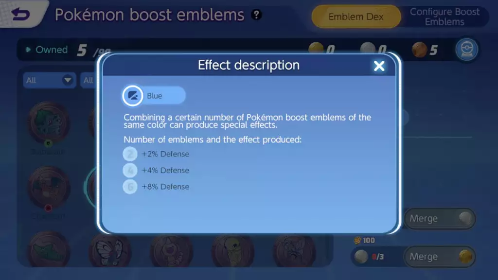 pokemon unite boost emblems color effects blue description defense increased stat