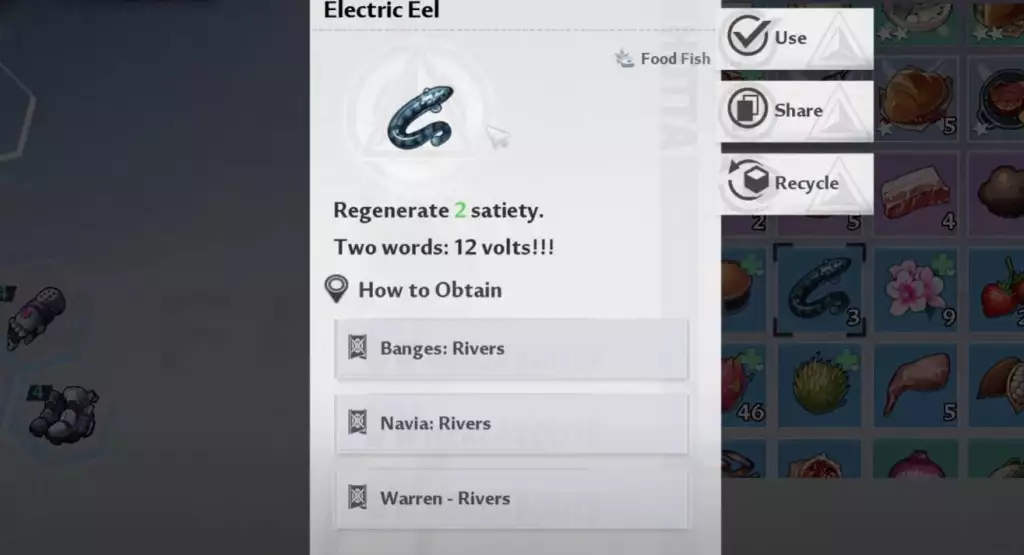 Electric Eel ingredient in Tower of Fantasy