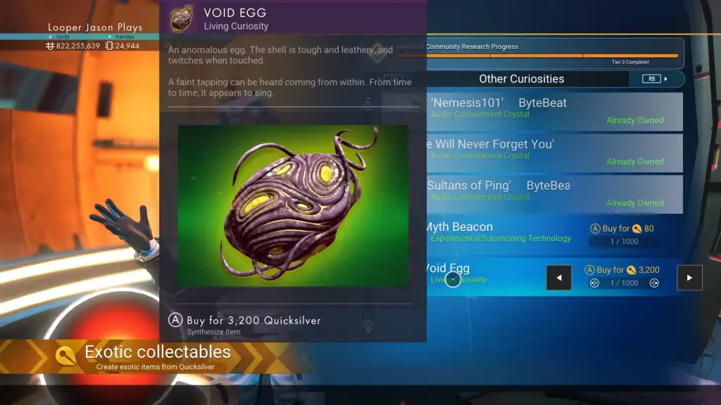 Purchasing Void Egg in No Man's Sky