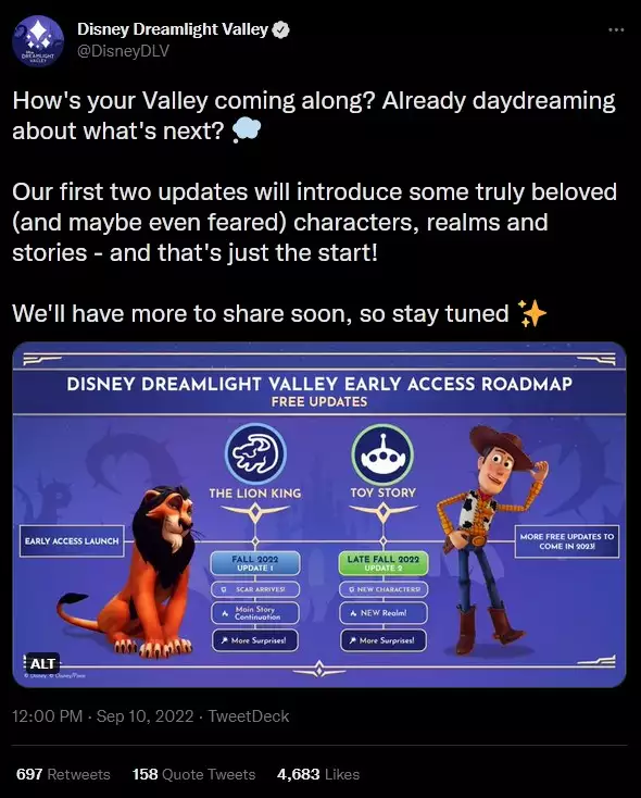 disney dreamlight valley 2022 roadmap