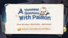 Genshin Impact 2.0 Mil preguntas con Paimon Quiz respuestas 1-100: Consigue 150,000 mora gratis