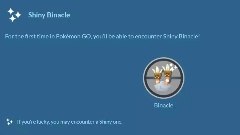 Binacle Shiny Pokemon GO